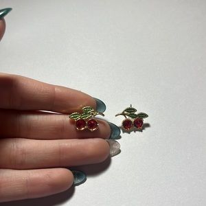 Gold Cherry Stud Earrings